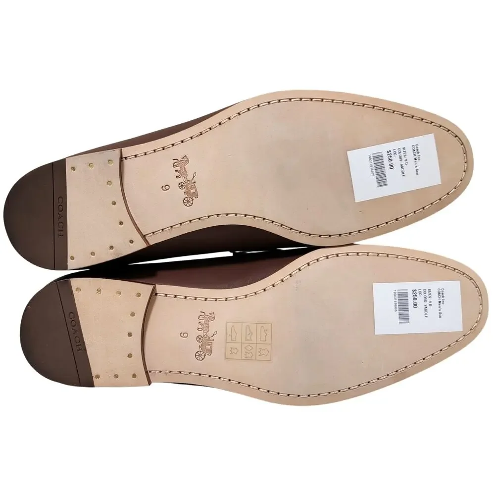 Coach Men Sculpt C Leather Slip On Penny Loafers Size US 9D Saddle Brown